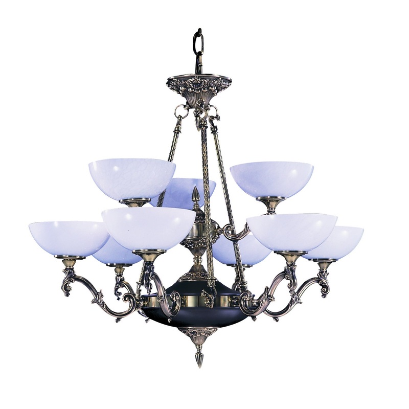 Framburg 8409 FB Napoleonic Nine Light Chandelier, French Brass