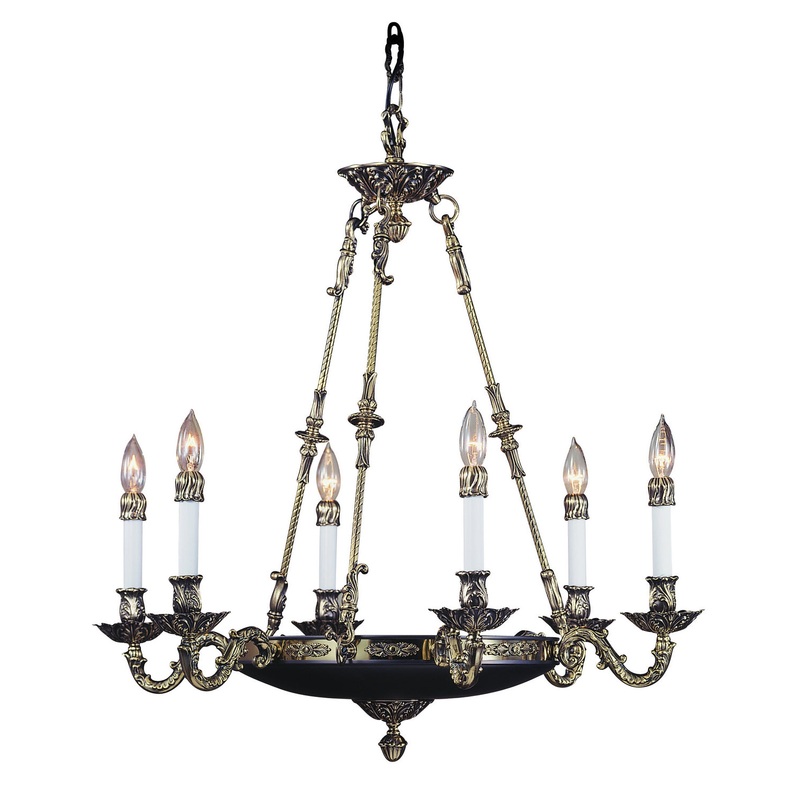 Framburg 8706 FB Napoleonic Six Light Chandelier, French Brass