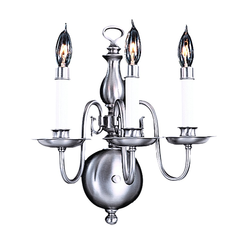 Framburg 9123 SP Jamestown Three Light Wall Sconce, Satin Pewter