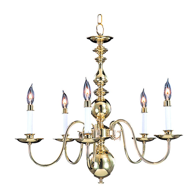 Framburg 9126 PB Jamestown Five Light Chandelier, Polished Brass
