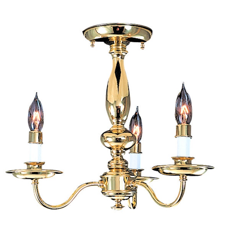 Framburg 9133 PB Jamestown Three Light Flush / Semi-Flush Mount, Polished Brass