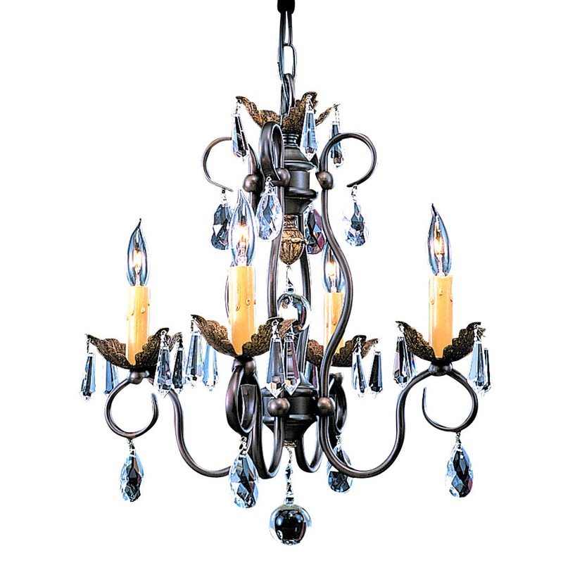 Framburg 9904 MB Liebestraum Four Light Chandelier, Mahogany Bronze