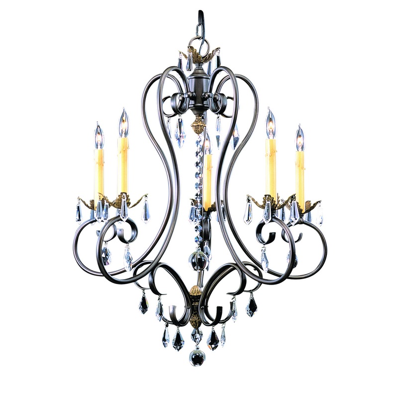 Framburg 9905 MB Liebestraum Five Light Chandelier, Mahogany Bronze