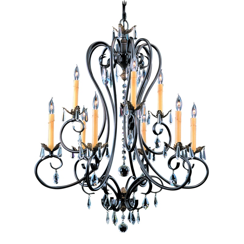 Framburg 9909 MB Liebestraum Nine Light Chandelier, Mahogany Bronze