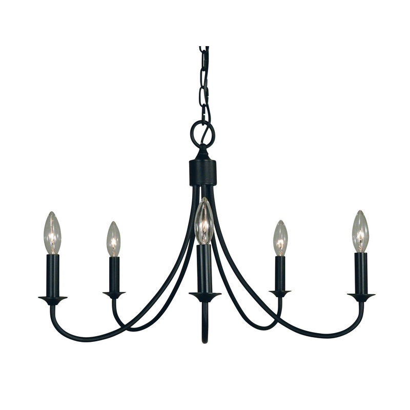 Framburg 1001 MBLACK Maisonette Five Light Chandelier, Matte Black