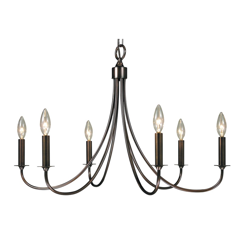 Framburg 1006 MB Maisonette Six Light Chandelier, Mahogany Bronze