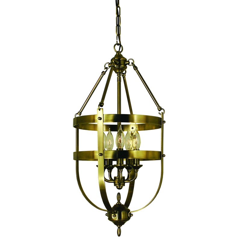 Framburg 1016 AB Hannover Five Light Chandelier, Antique Brass
