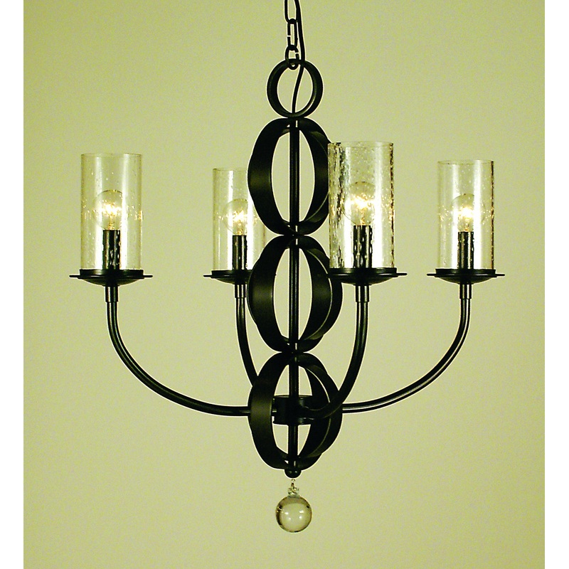 Framburg 1044 BN Compass Four Light Chandelier, Brushed Nickel