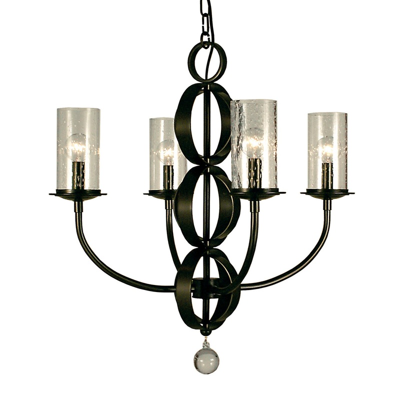 Framburg 1044 MB Compass Four Light Chandelier, Mahogany Bronze