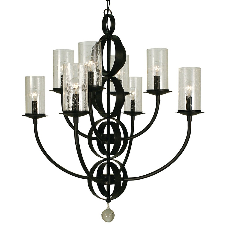 Framburg 1048 MBLACK Compass Eight Light Chandelier, Matte Black