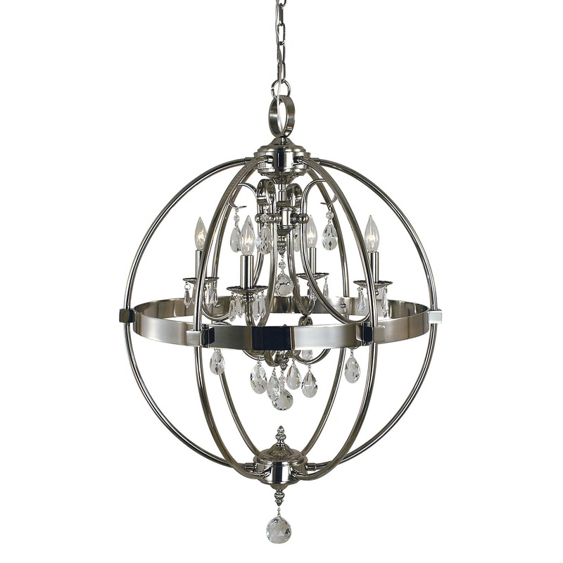 Framburg 1064 BN Compass Four Light Chandelier, Brushed Nickel