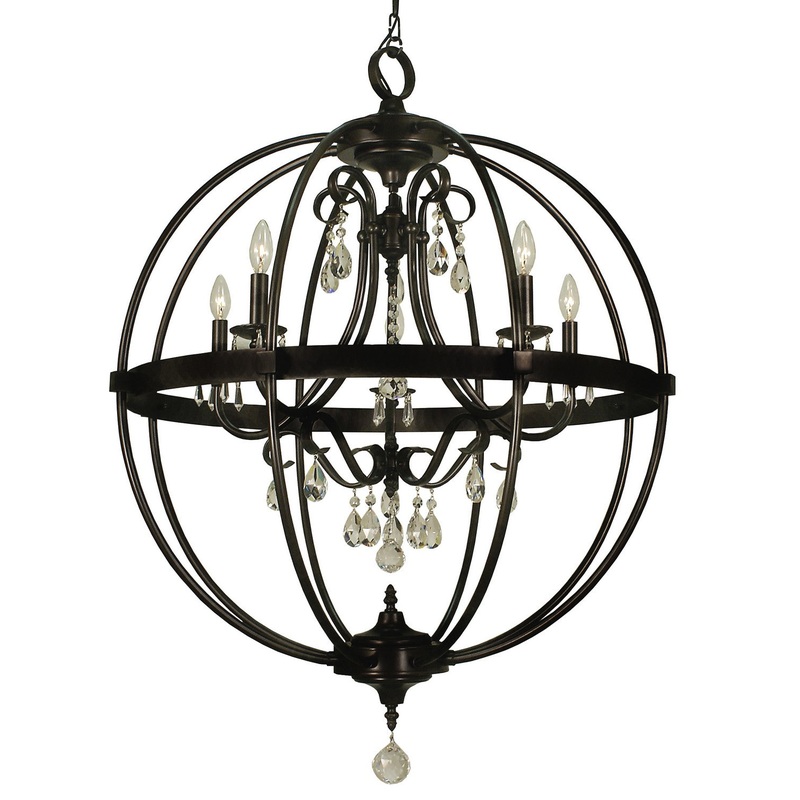 Framburg 1069 MBLACK Compass Five Light Foyer Chandelier, Matte Black
