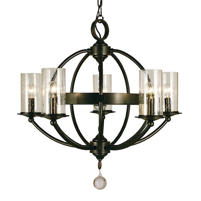 Framburg 1075 MB Compass Five Light Chandelier, Mahogany Bronze