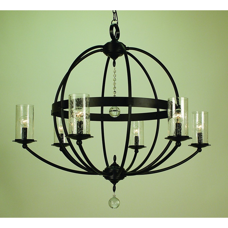 Framburg 1077 BN Compass Six Light Foyer Chandelier, Brushed Nickel