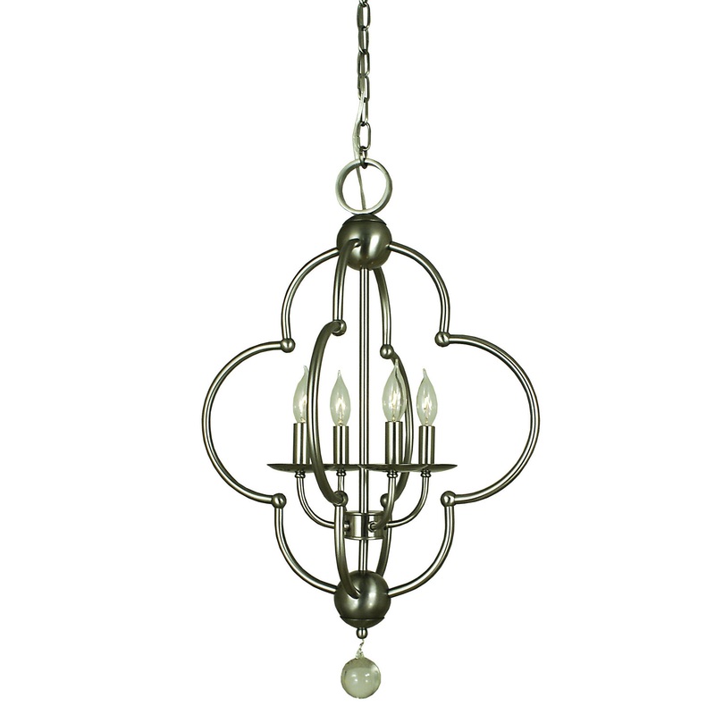 Framburg 1160 BN Quatrefoil Four Light Chandelier, Brushed Nickel