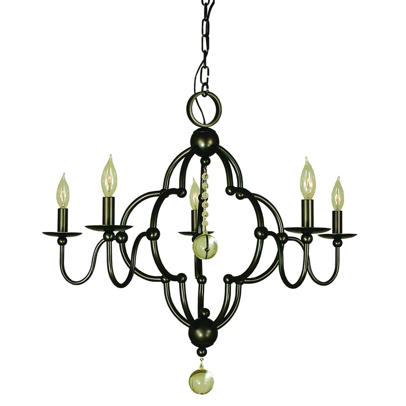 Framburg 1161 MB Quatrefoil Five Light Chandelier, Mahogany Bronze