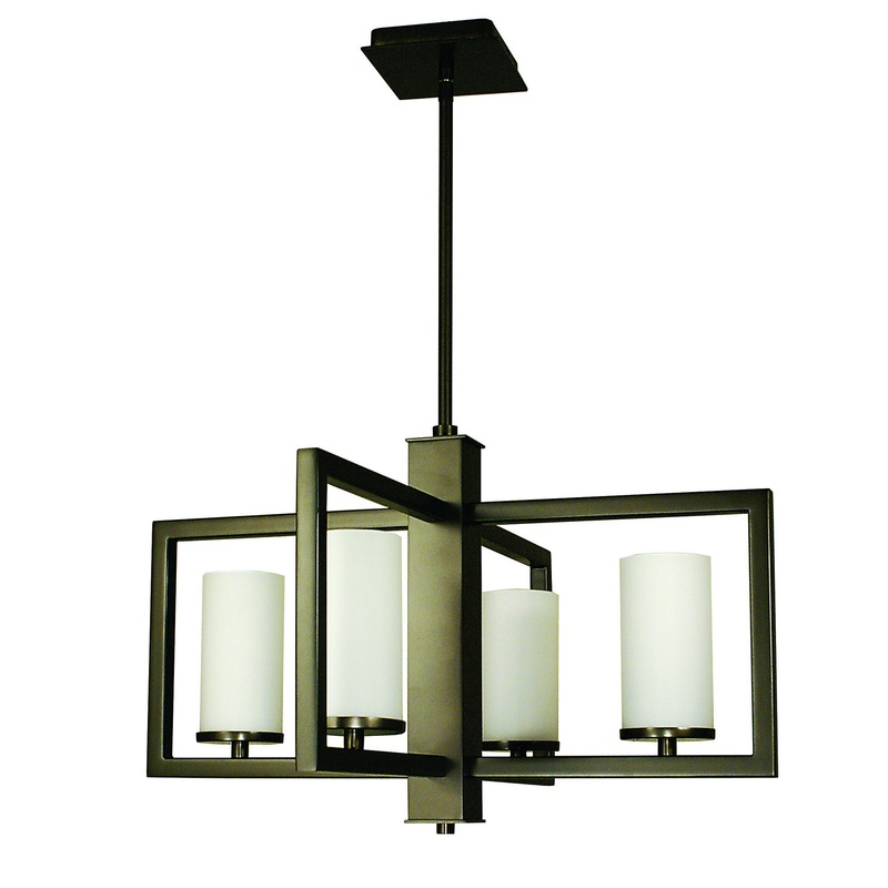 Framburg 1195 MB Theorem Four Light Chandelier, Mahogany Bronze
