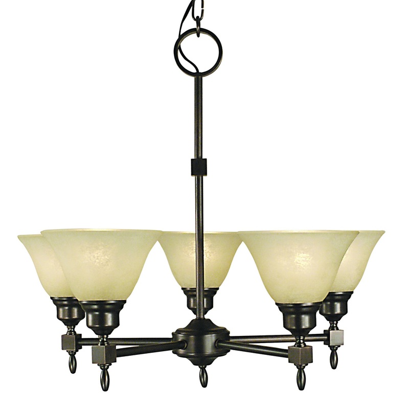 Framburg 2435 SBR/CM Taylor Five Light Chandelier, Siena Bronze with Champagne Marble Glass Shade
