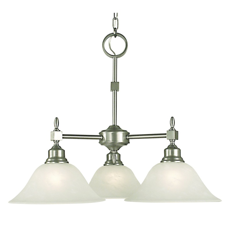 Framburg 2439 BN/WH Taylor Three Light Chandelier, Brushed Nickel with White Marble Glass Shade