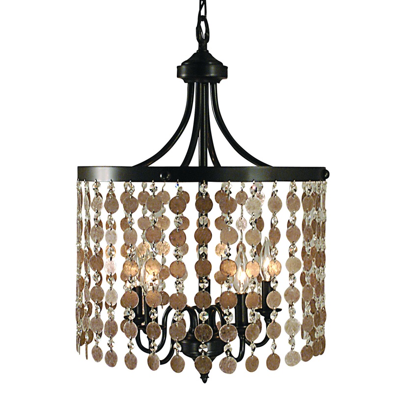 Framburg 2485 MB Naomi Five Light Chandelier, Mahogany Bronze