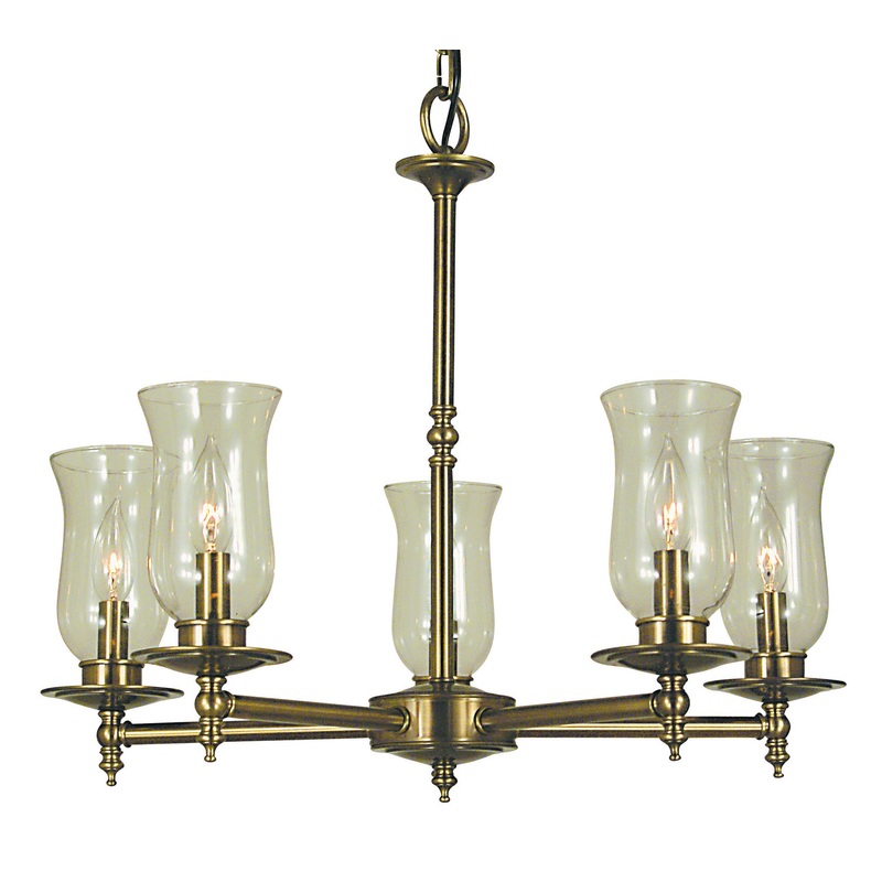 Framburg 2505 AB Sheraton Five Light Chandelier, Antique Brass
