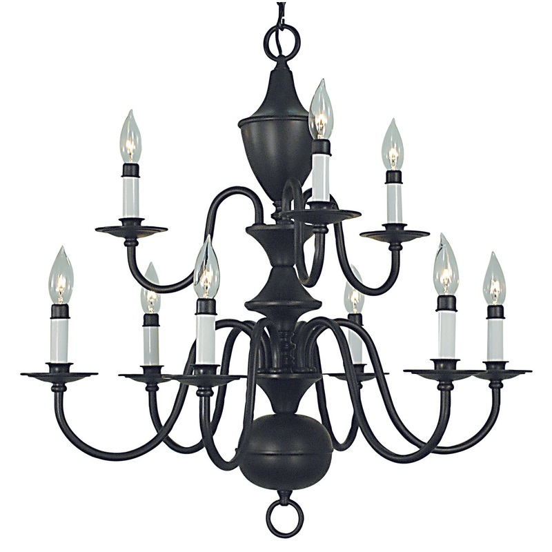Framburg 2529 MB Jamestown Nine Light Chandelier, Mahogany Bronze