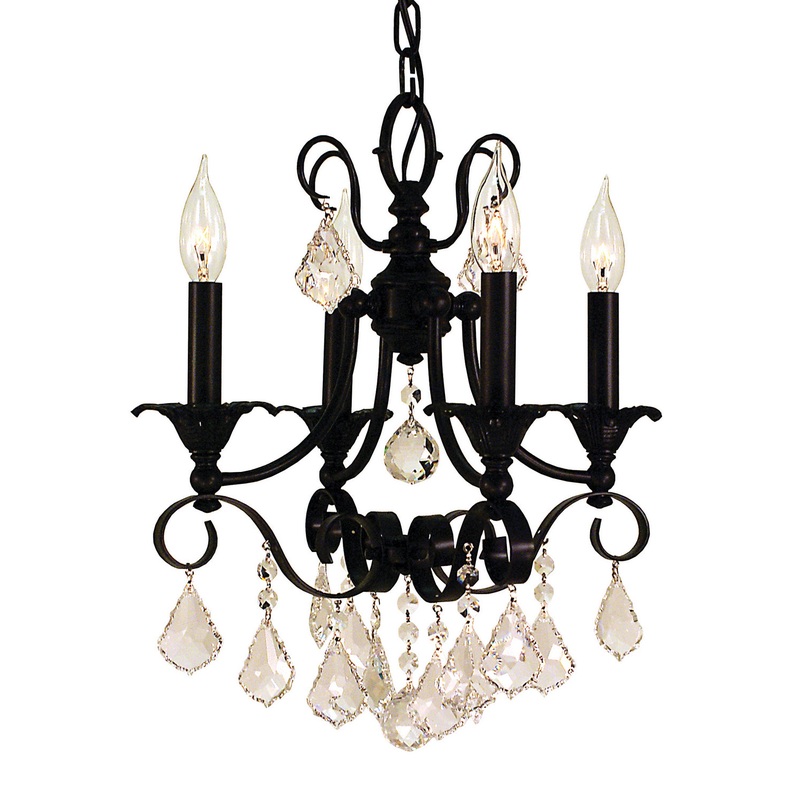 Framburg 2974 MBLACK Liebestraum Four Light Chandelier, Matte Black
