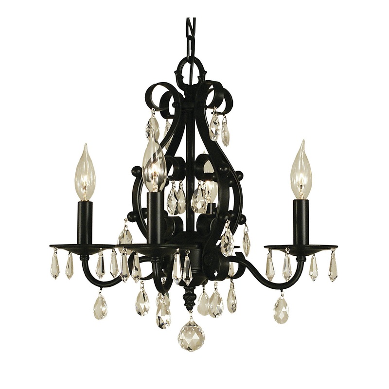 Framburg 2984 MBLACK Liebestraum Four Light Chandelier, Matte Black