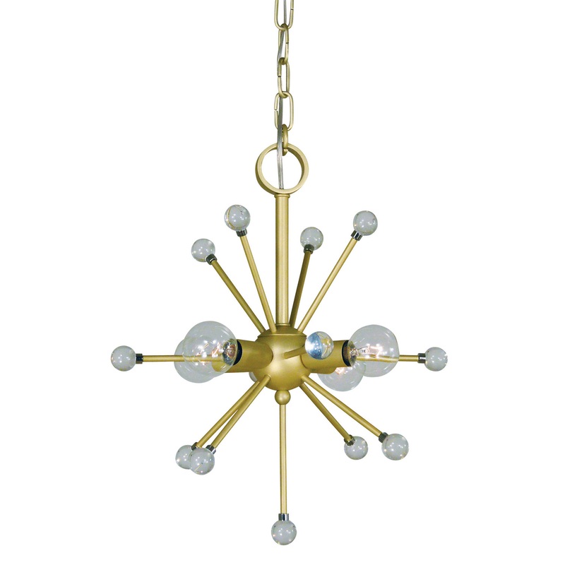 Framburg 3084 SB Supernova Four Light Chandelier, Satin Brass