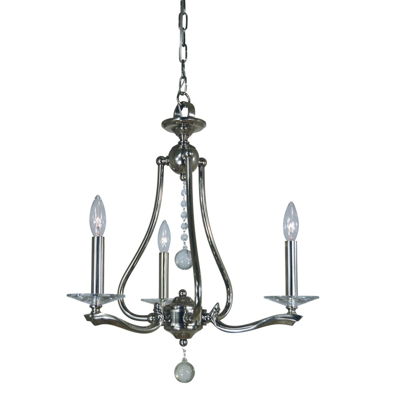 Framburg 3093 PN Allena Three Light Chandelier, Polished Nickel