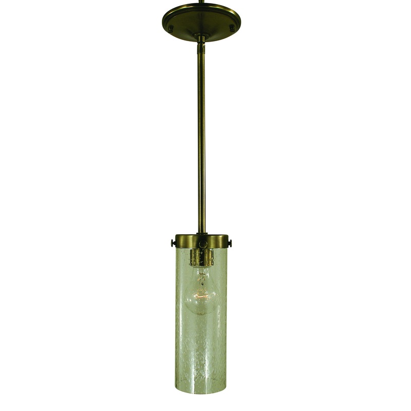 Framburg 4432 AB/C Hammersmith One Light Pendant, Antique Brass with Clear Glass