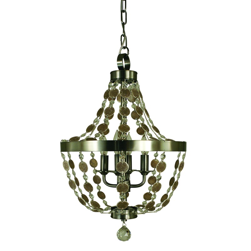 Framburg 4484 BN Naomi Four Light Chandelier, Brushed Nickel