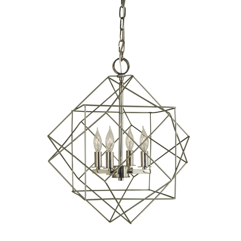 Framburg 4704 SP/PN Etoile Four Light Chandelier, Satin Pewter with Polished Nickel