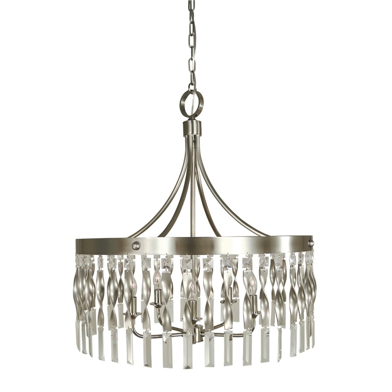 Framburg 4715 SP/PN Adele Five Light Chandelier, Satin Pewter with Polished Nickel