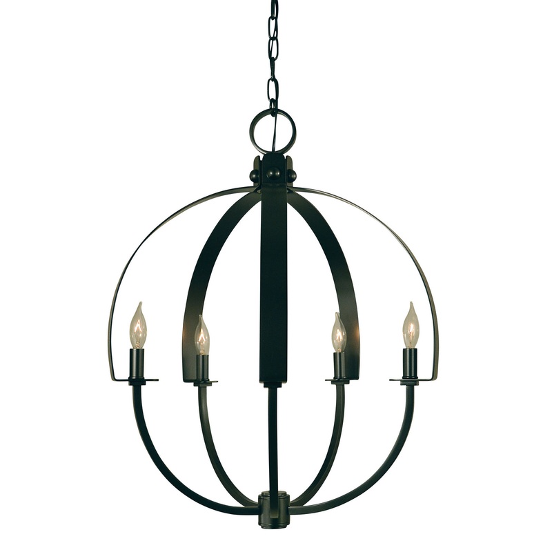 Framburg 4725 AB Luna Five Light Chandelier, Antique Brass