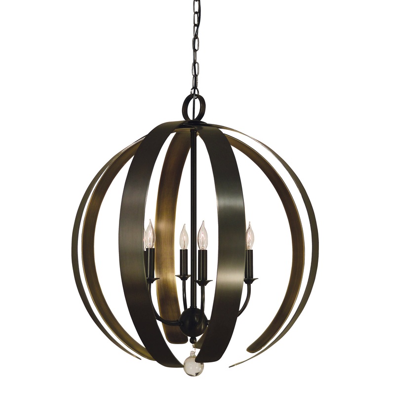 Framburg 4779 MB/HB Venus Six Light Foyer Chandelier, Mahogany Bronze