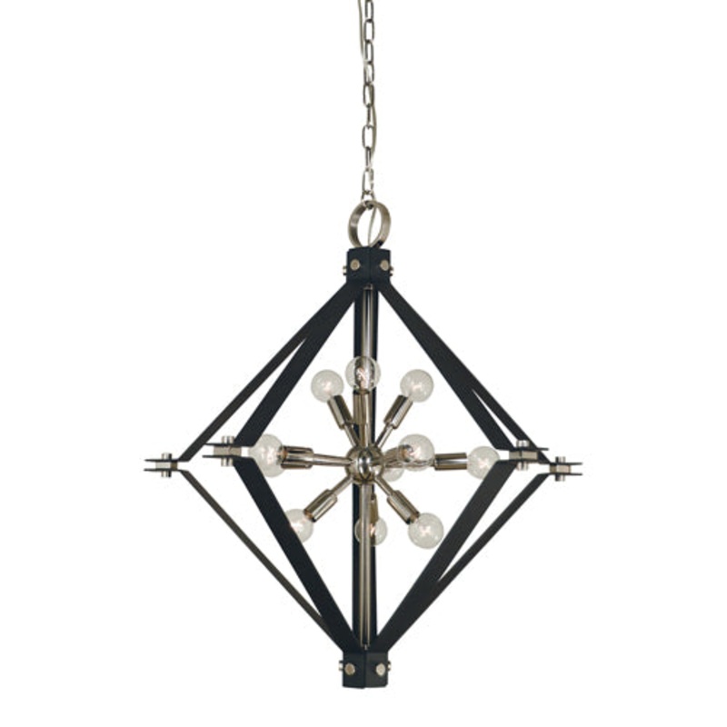 Framburg 4818 PN/MBLACK Axis 11 Light Chandelier, Polished Nickelwith Matte Black