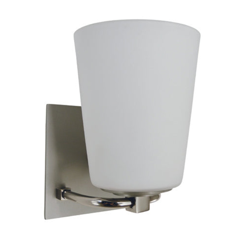 Framburg 4851 SP/PN/WH Mercer One Light Bath, Satin Pewter with Polished Nickel