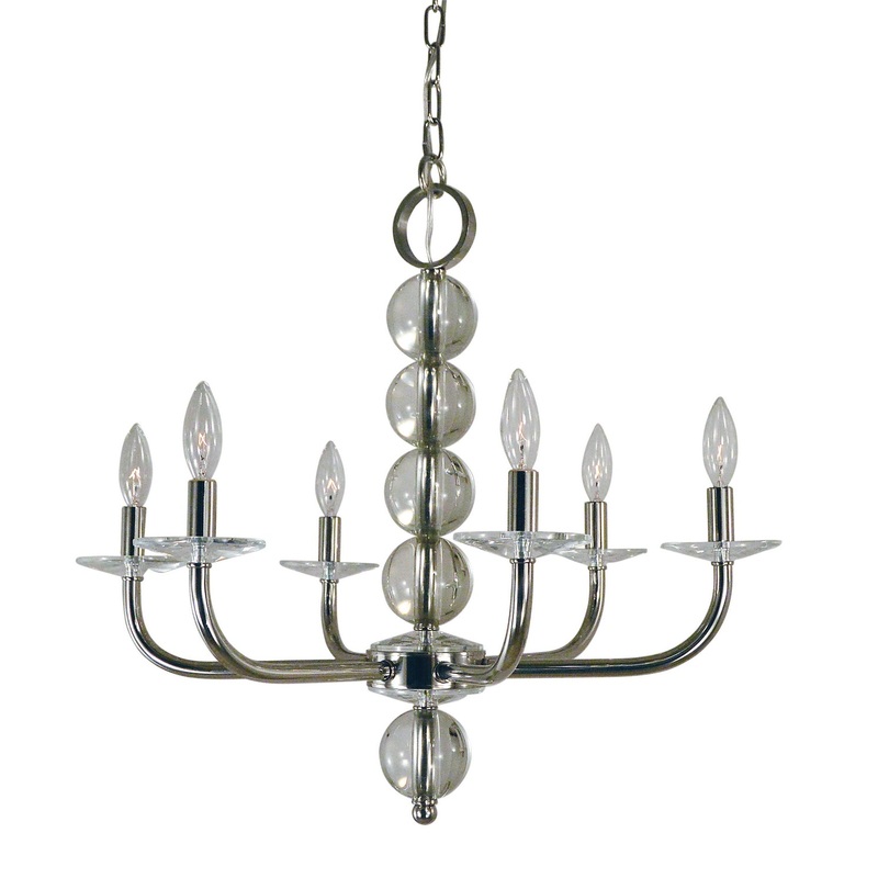 Framburg 4966 PN Glamour Six Light Chandelier, Polished Nickel