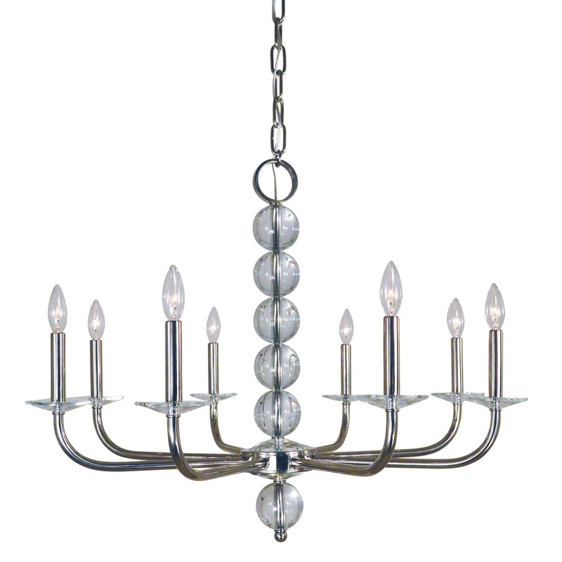 Framburg 4968 PN Glamour Eight Light Chandelier, Polished Nickel
