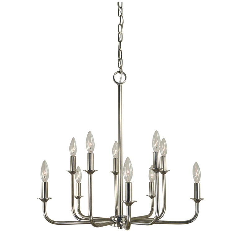Framburg 4980 PN Boulevard Ten Light Chandelier, Polished Nickel