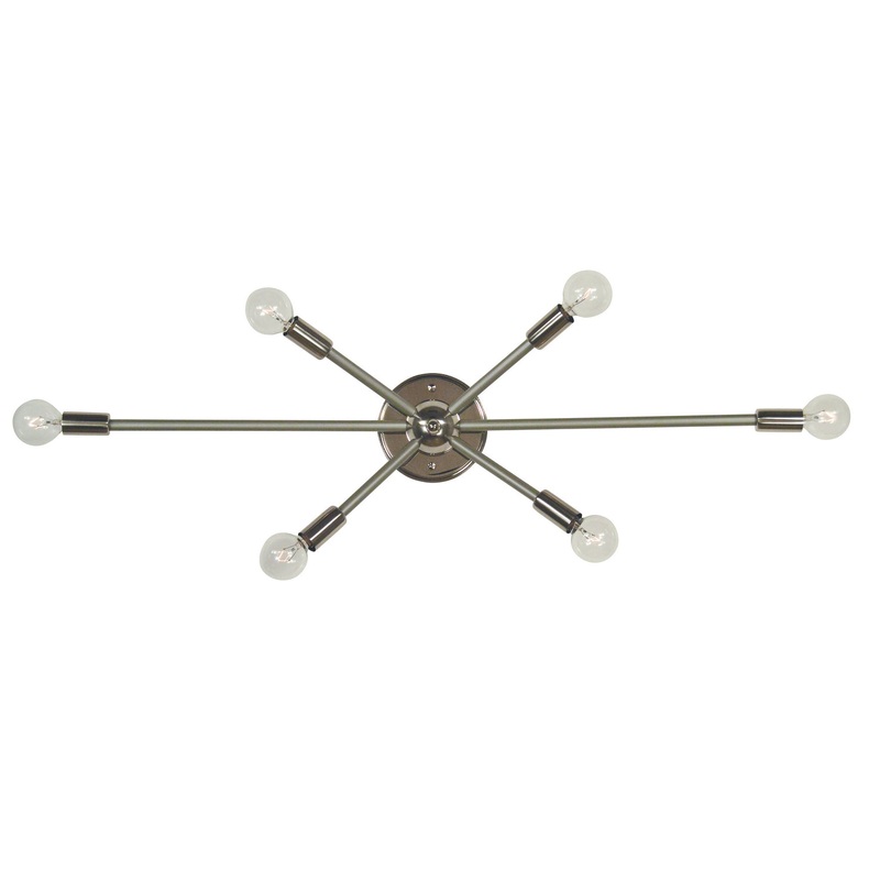 Framburg 5016 PN/SP Simone Six Light Wall Sconce, Polished Nickel with Satin Pewter Accents