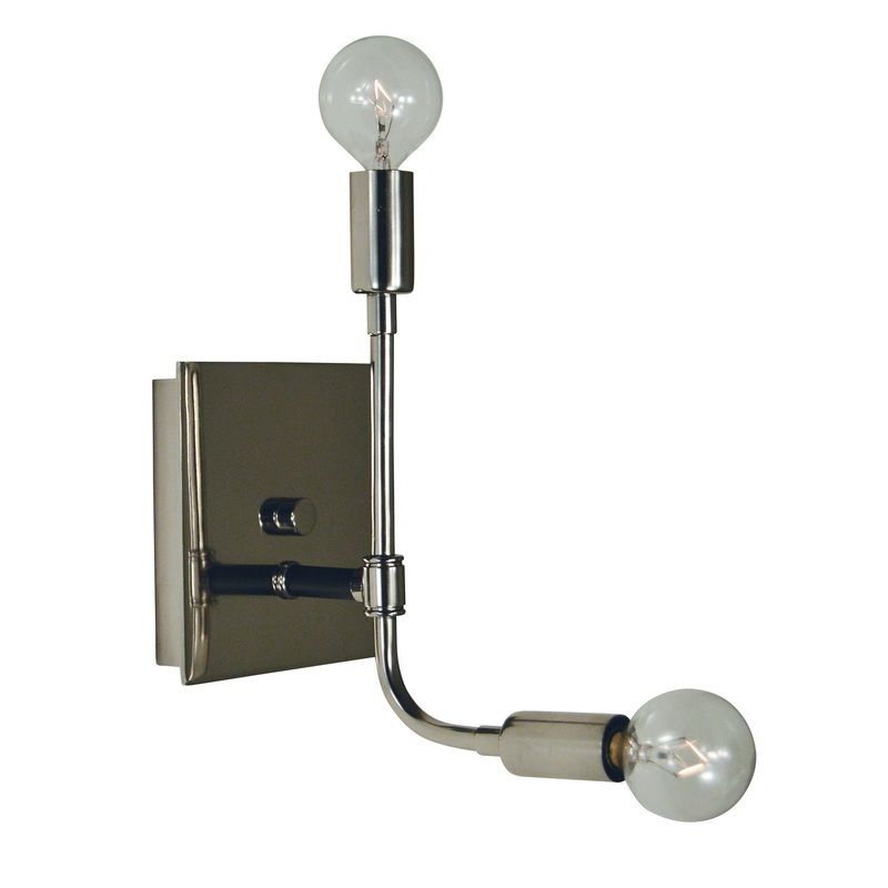 Framburg 5017 PN/MBLACK Fusion Two Light Wall Sconce, Polished Nickel with Matte Black Accents