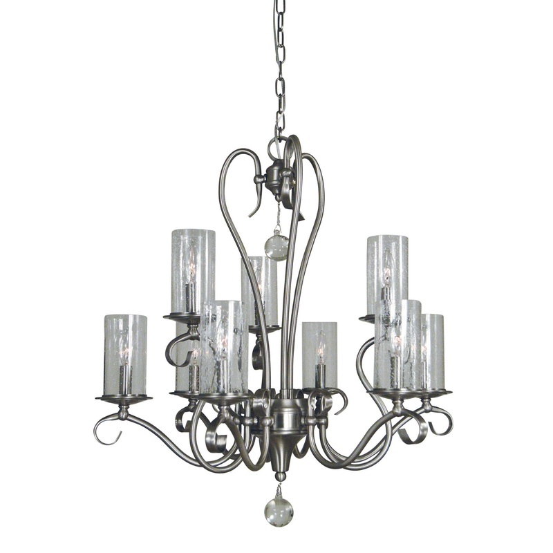 Framburg 5029 BN Ilsa Nine Light Chandelier, Brushed Nickel