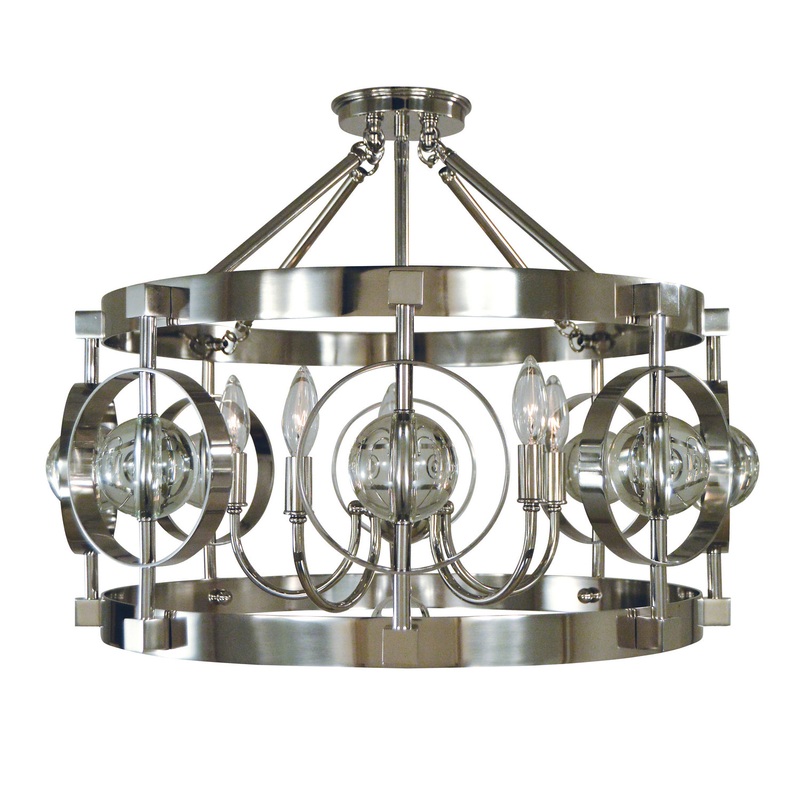 Framburg 5030 PN Ephemeris Five Light Flush / Semi-Flush Mount, Polished Nickel
