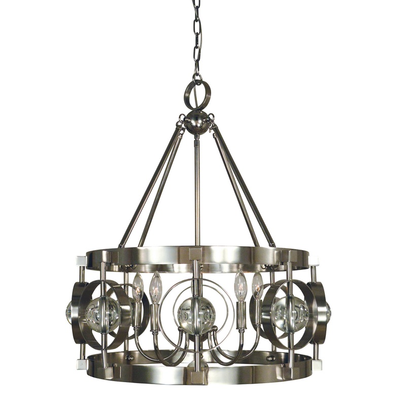 Framburg 5035 PN Ephemeris Five Light Chandelier, Polished Nickel