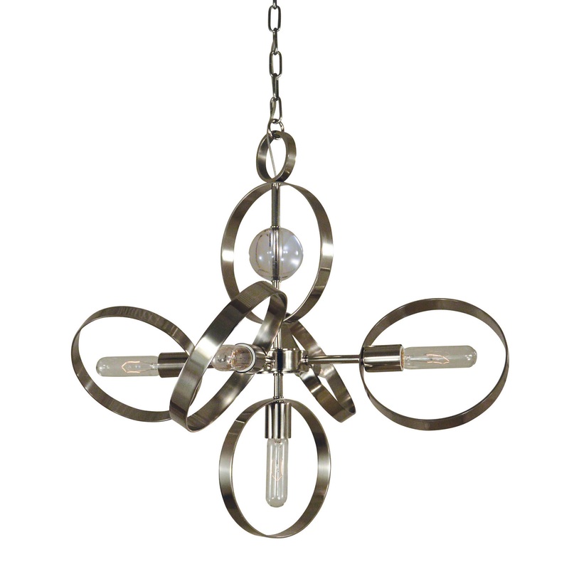 Framburg 5064 PN Copernicus Five Light Chandelier, Polished Nickel
