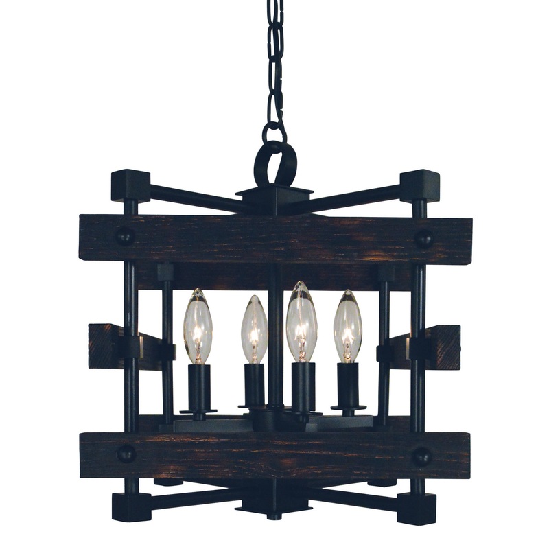 Framburg 5270 MBLACK Rustic Chic Four Light Chandelier, Matte Black