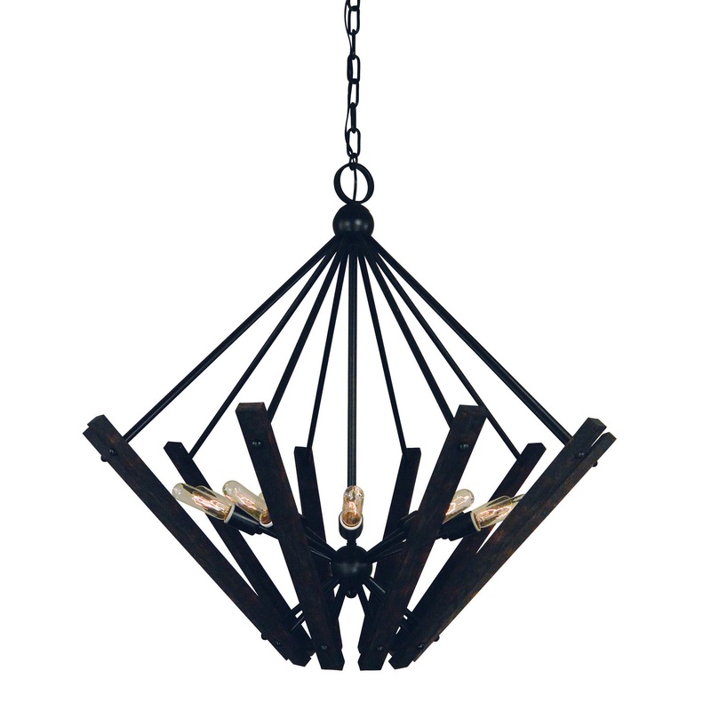 Framburg 5280 MBLACK Rustic Chic Ten Light Foyer Chandelier, Matte Black