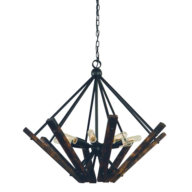 Framburg 5288 MBLACK Rustic Chic Eight Light Chandelier, Matte Black